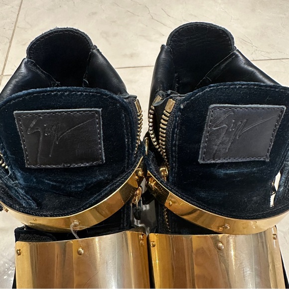 Giuseppe Zanotti Donna Metallic Patent Leather High Top Sneakers Shoes - Picture 2 of 7